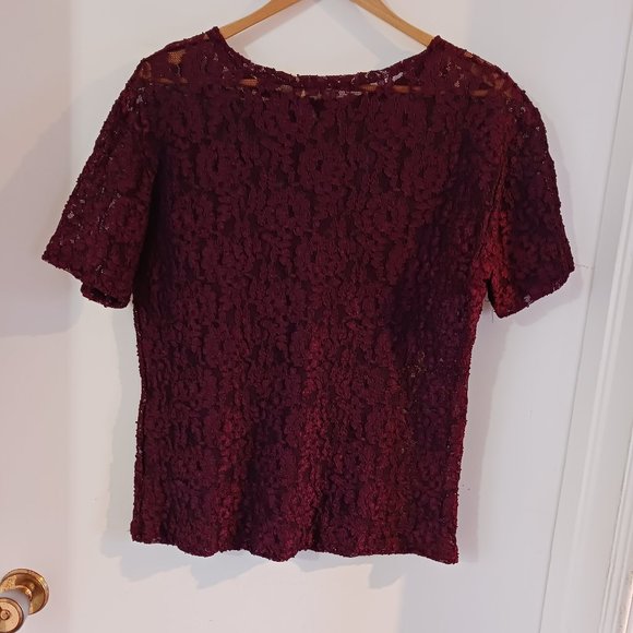 Victoria's Secret Women's Lace Top Large, Burgundy Red - Picture 3 of 4